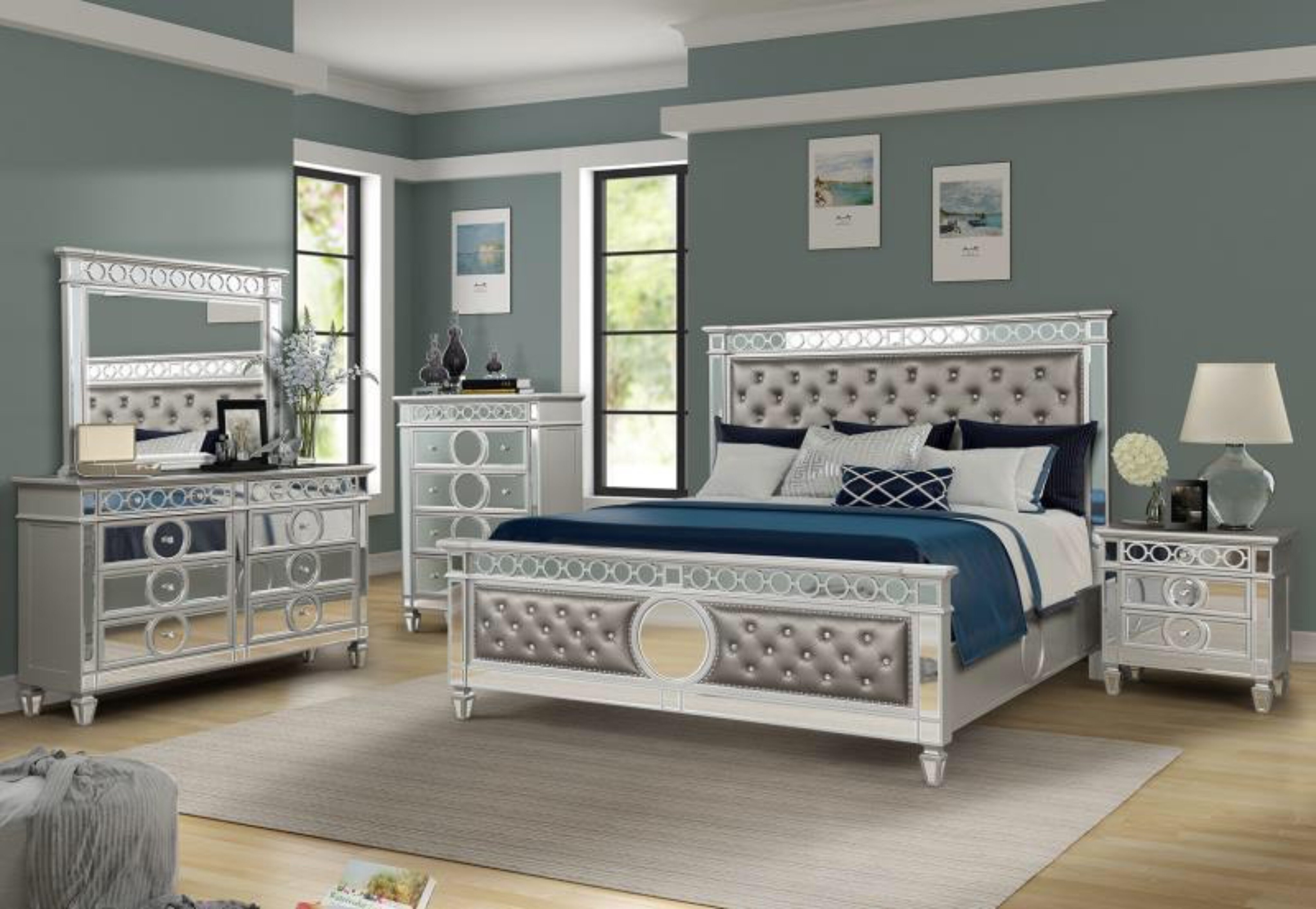 House of Hampton® Crescenza Upholstered Standard 4 Piece Bedroom Set ...