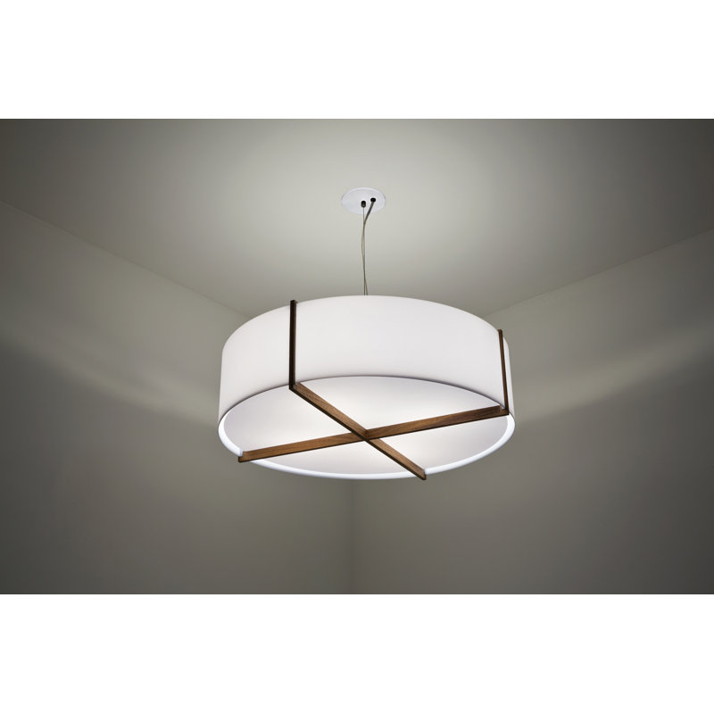 Cerno Plura 2 Light Unique Statement Drum Chandelier With Wood Accents Reviews Wayfair
