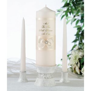 3 Piece Pearl Unscented Pillar and Taper Candle Set