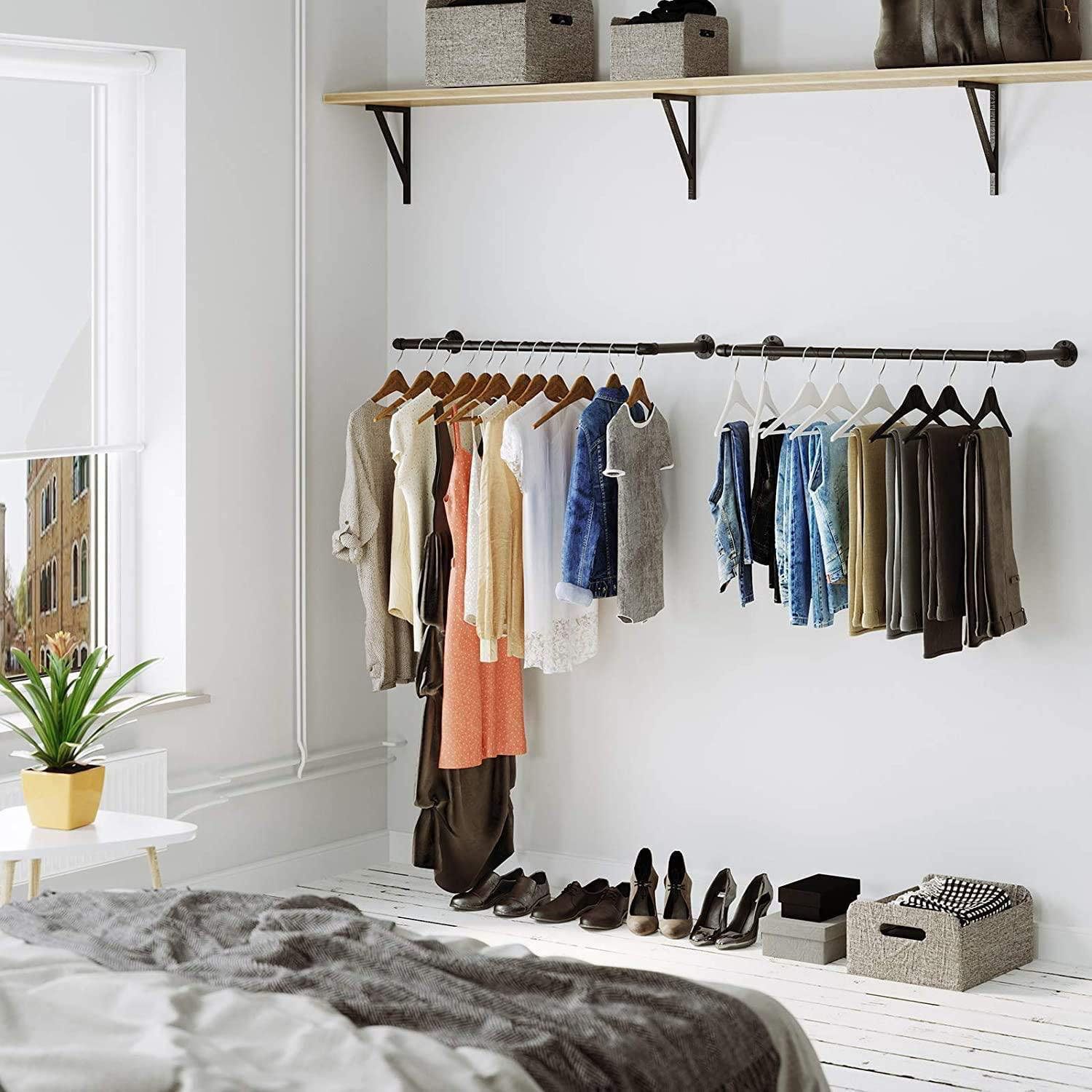 Industrial Steampunk Urban Freestanding Corner Clothes Rail Any Size Available Industrial Steampunk Urban Freestanding Corner Clothes Rail Any Size Available