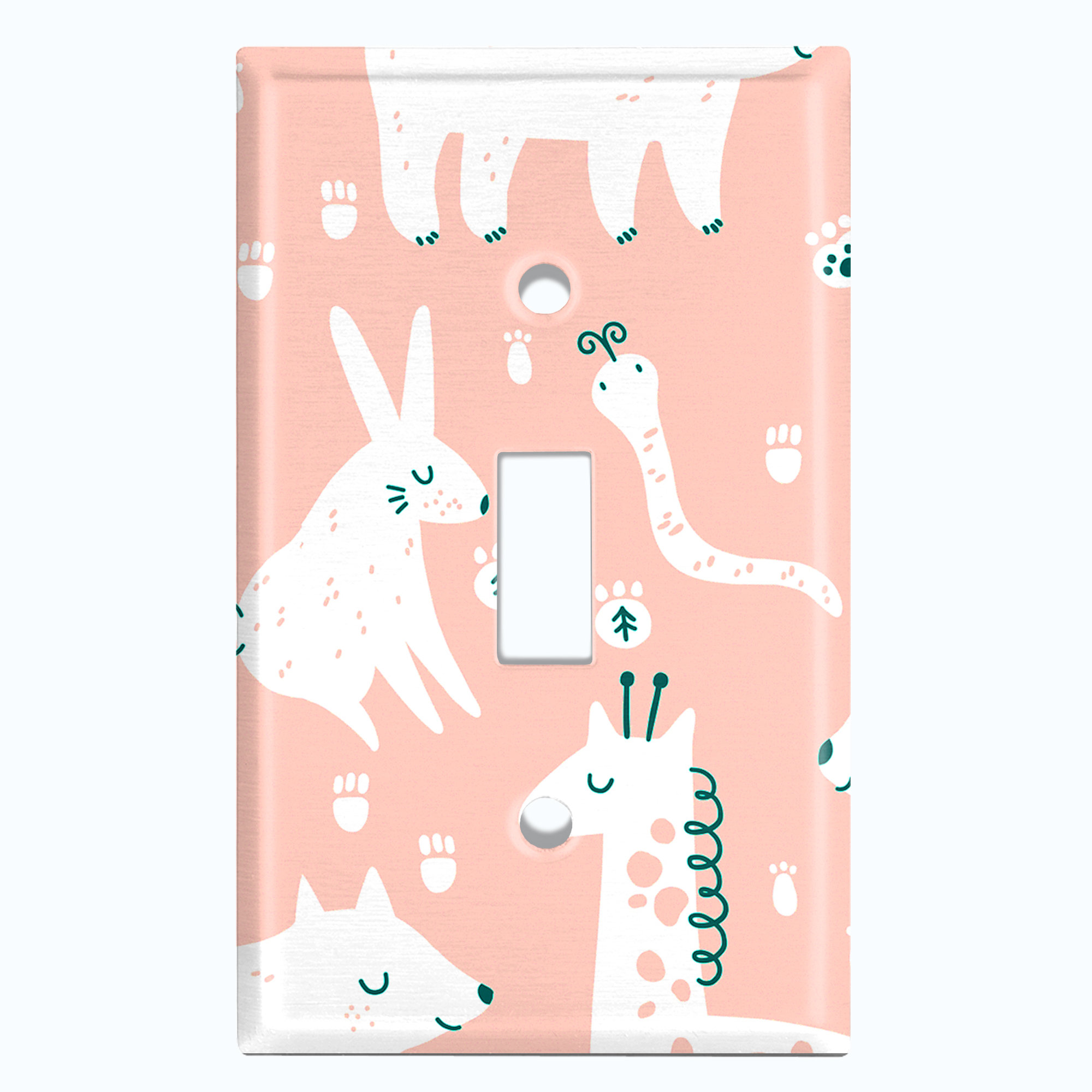 WorldAcc Zoo Animals White Paws Salmon 1 Gang Toggle Light Switch Wall ...