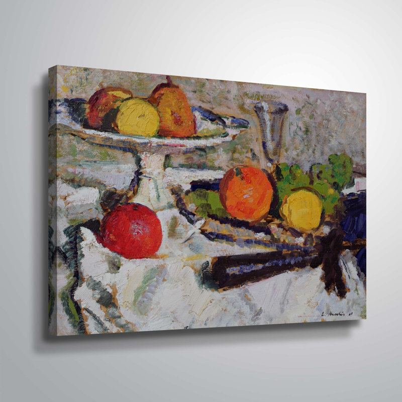 Winston Porter Still Life Of Fruit On A White Tablecloth Oil