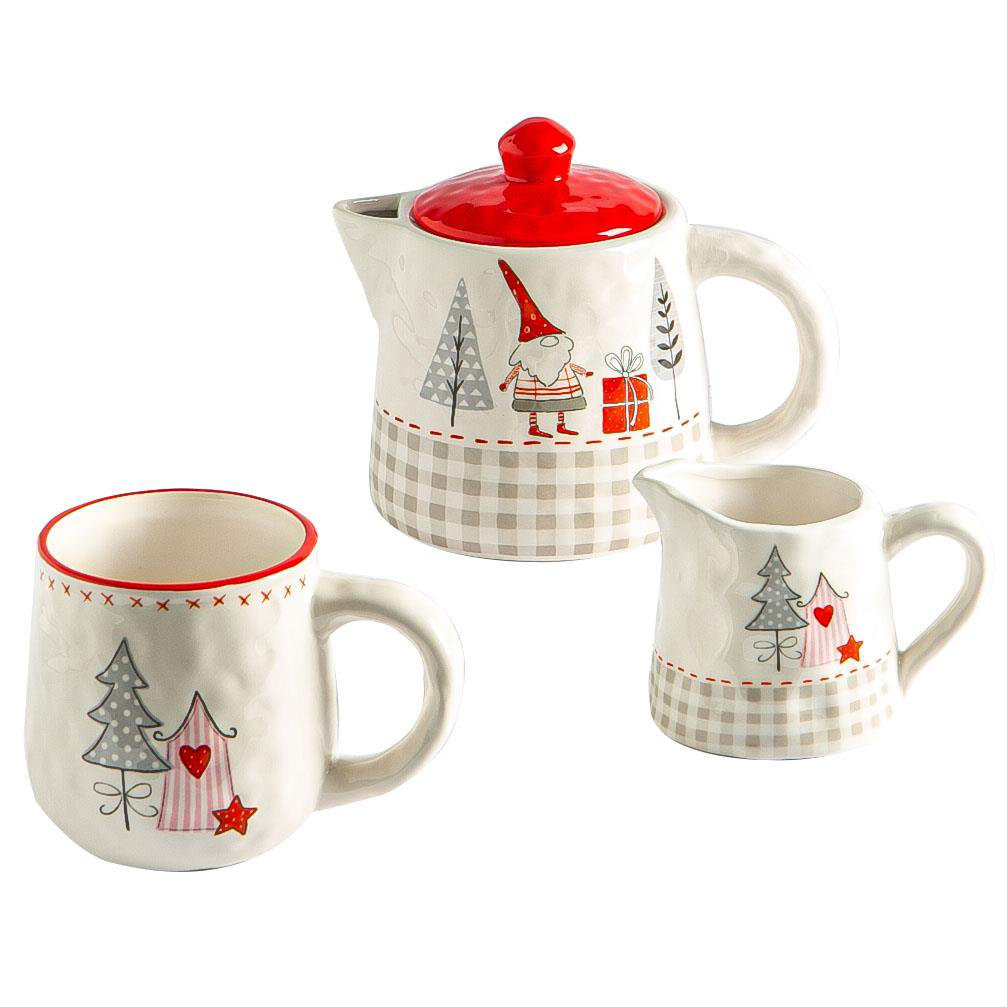 Nicola Spring 6 Piece Porcelain Tea Set for 4 People red,white