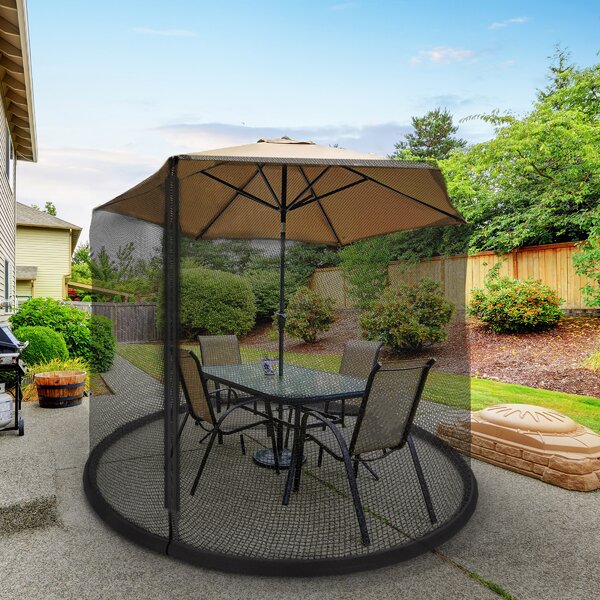 7.5' Outdoor Umbrella Table Screen Black Insects Mosquitoes Safe Bugs Screened 