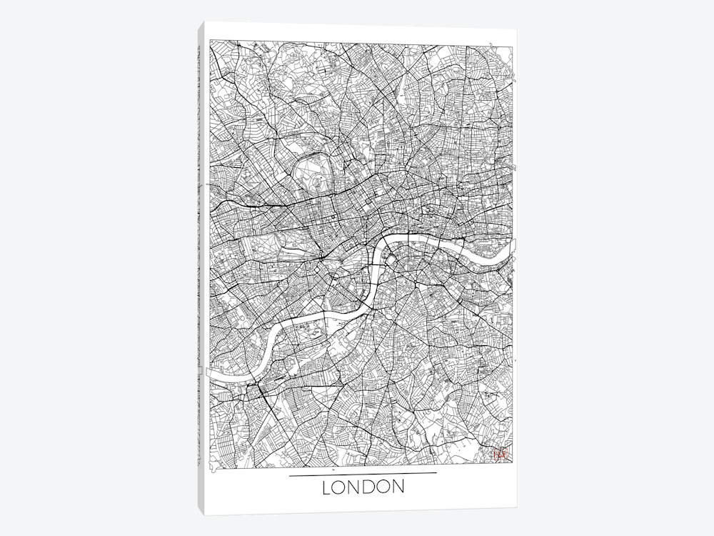 East Urban Home London Minimal Urban Blueprint Map Graphic Art Print On Canvas Wayfair