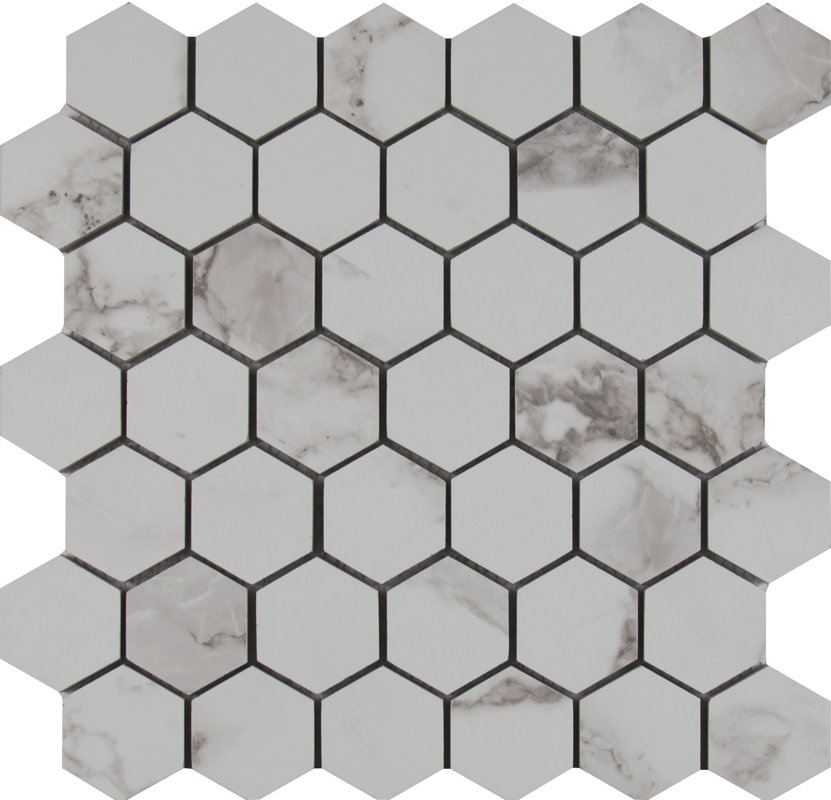 Msi Statuario 2 X Hexagon Porcelain Mosaic Tile In Matte Statuario 2 X Hexagon Porcelain Mosaic Tile