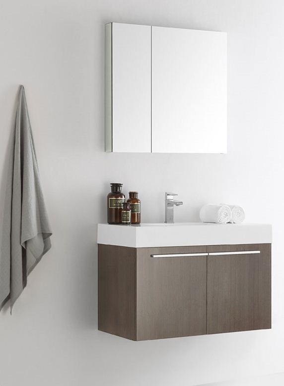 Fresca Senza 36 Vista Single Wall Mounted Modern Bathroom Vanity