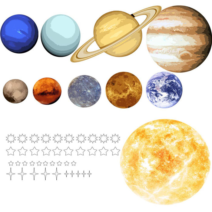 Solar System Peel And Stick Planets Outer Space Universe Wall Decal