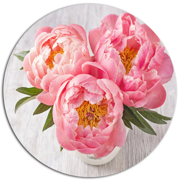 Designart Peony Flowers On White Floor Oil Painting Print On