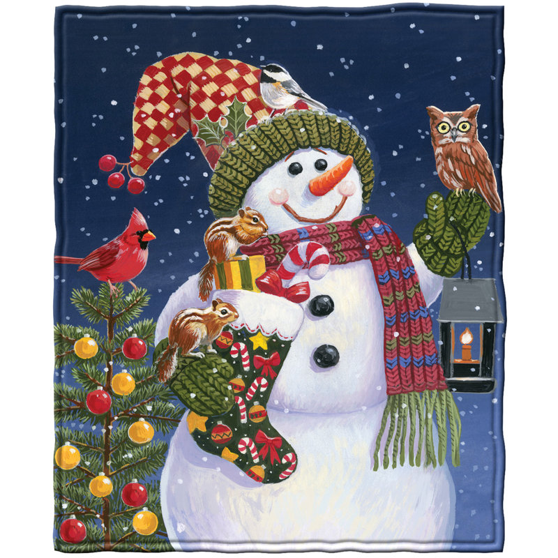 Snowman and Friends Soft Plush Fleece Throw