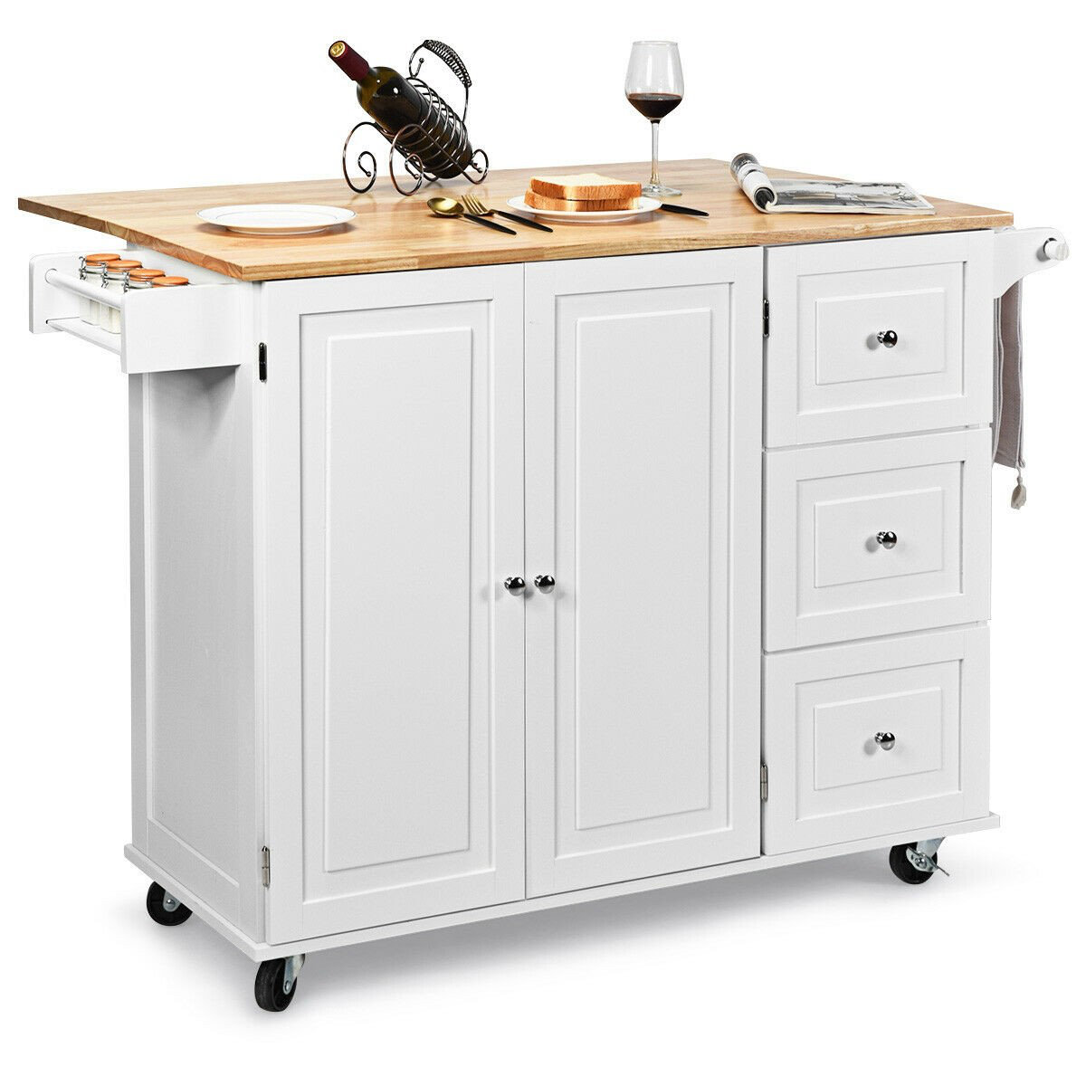 Latitude Run Drop Leaf Kitchen Island Trolley Cart Wood Storage Cabinet Black Wayfair
