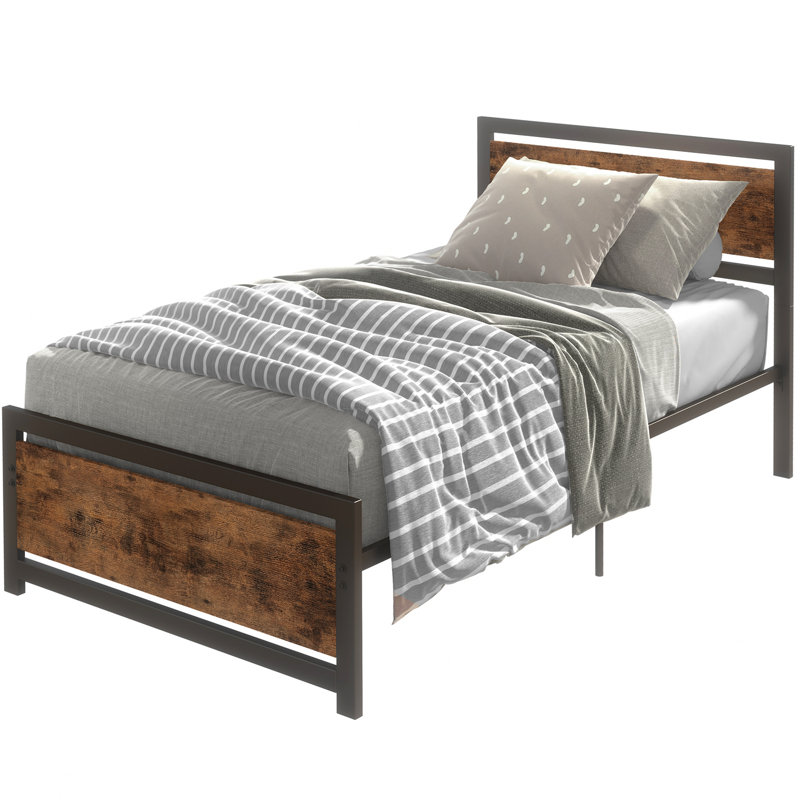 Likimio Industrial Full Bed Frame With Headboard And Footboard Strong 4 U Shaped Support Frames 2 Independent Support Rods 9 Support Legs Noise Free No Box Spring Needed Wayfair