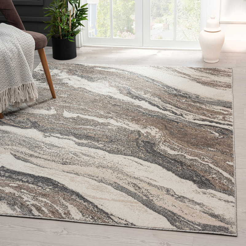 Alayana Abstract Gray Area Rug Rug Size: Rectangle 4' x 5'