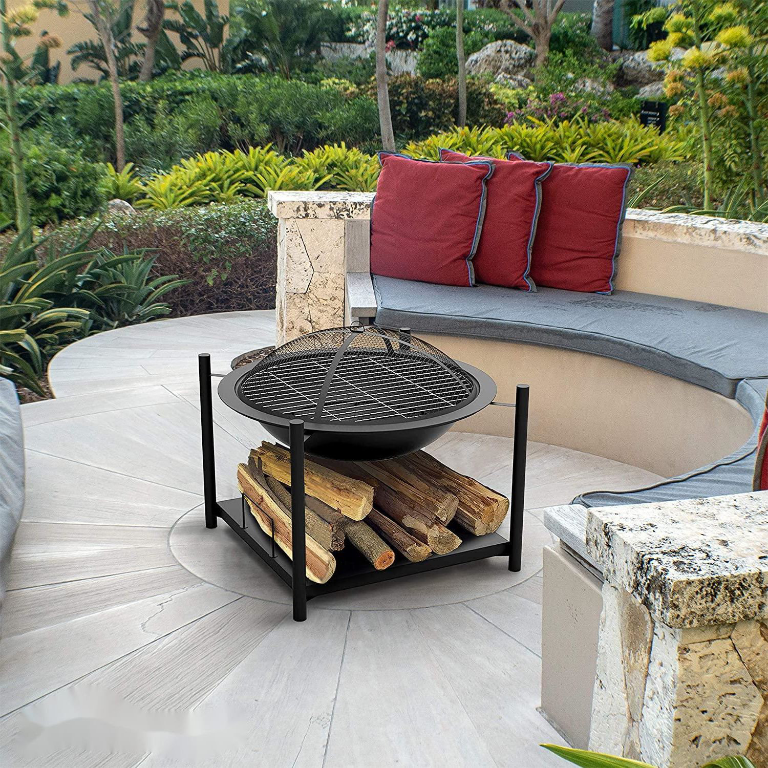 Ebern Designs Rajkiran 22'' H x 26'' W Steel Wood Burning Outdoor Fire