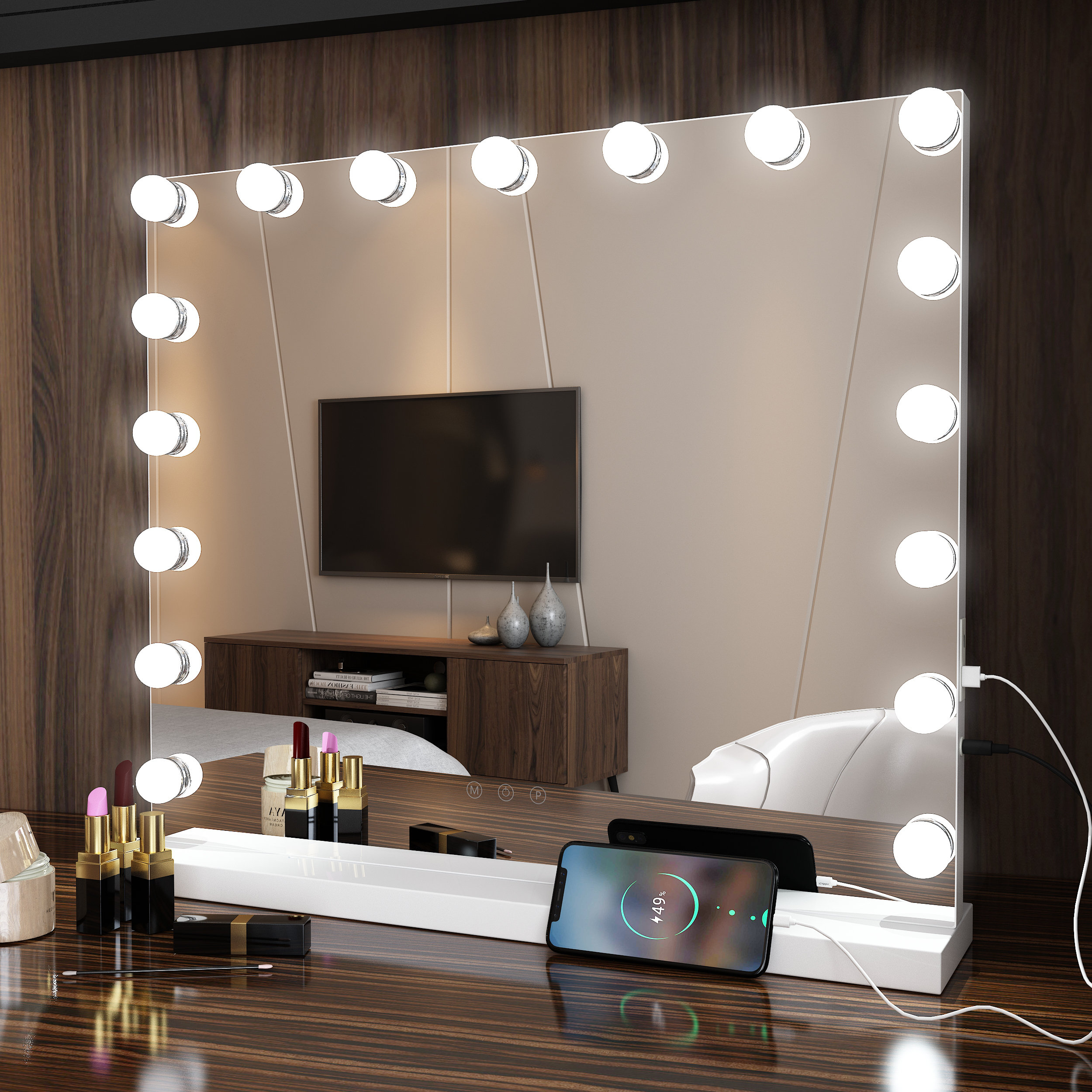 LuMee Studio Hollywood Vanity Adhesive Lights - Adjustable Brightness and  Tone - White
