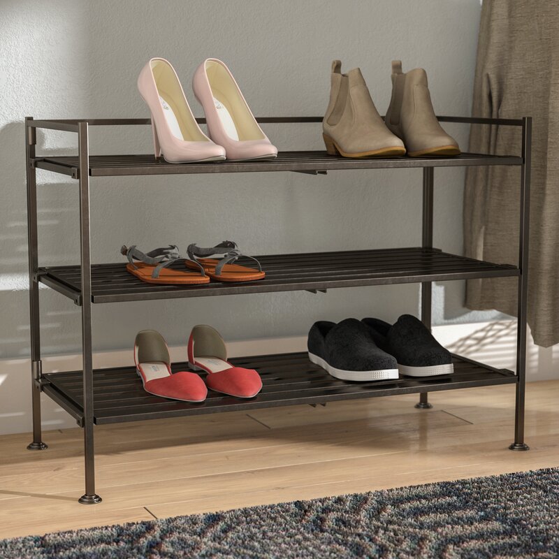 Rebrilliant 3 Tier 9 Pair Stackable Shoe Rack & Reviews | Wayfair