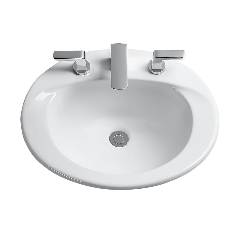 Supreme Ceramic Oval Drop In Bathroom Sink With Overflow