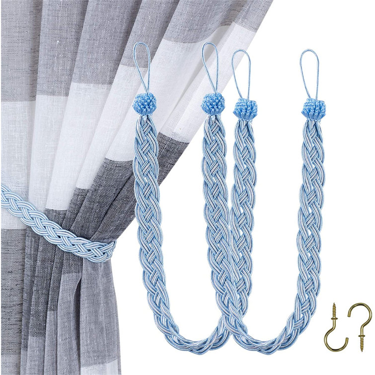 1 Pair Braided Curtain Tieback Tie Back Rope Strap Tassel Holdback Home Decor US 