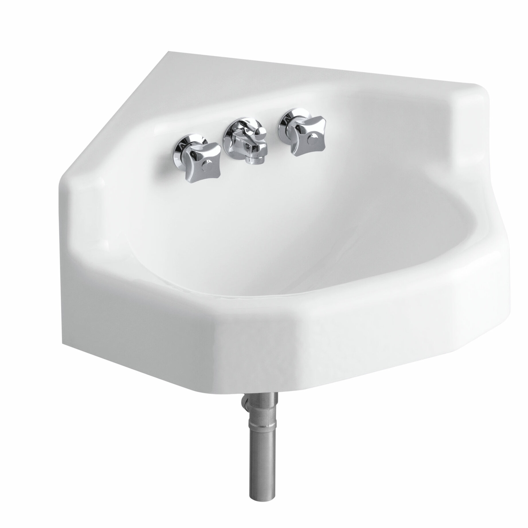 Marston Metal 23 Corner Bathroom Sink With Faucet And Overflow