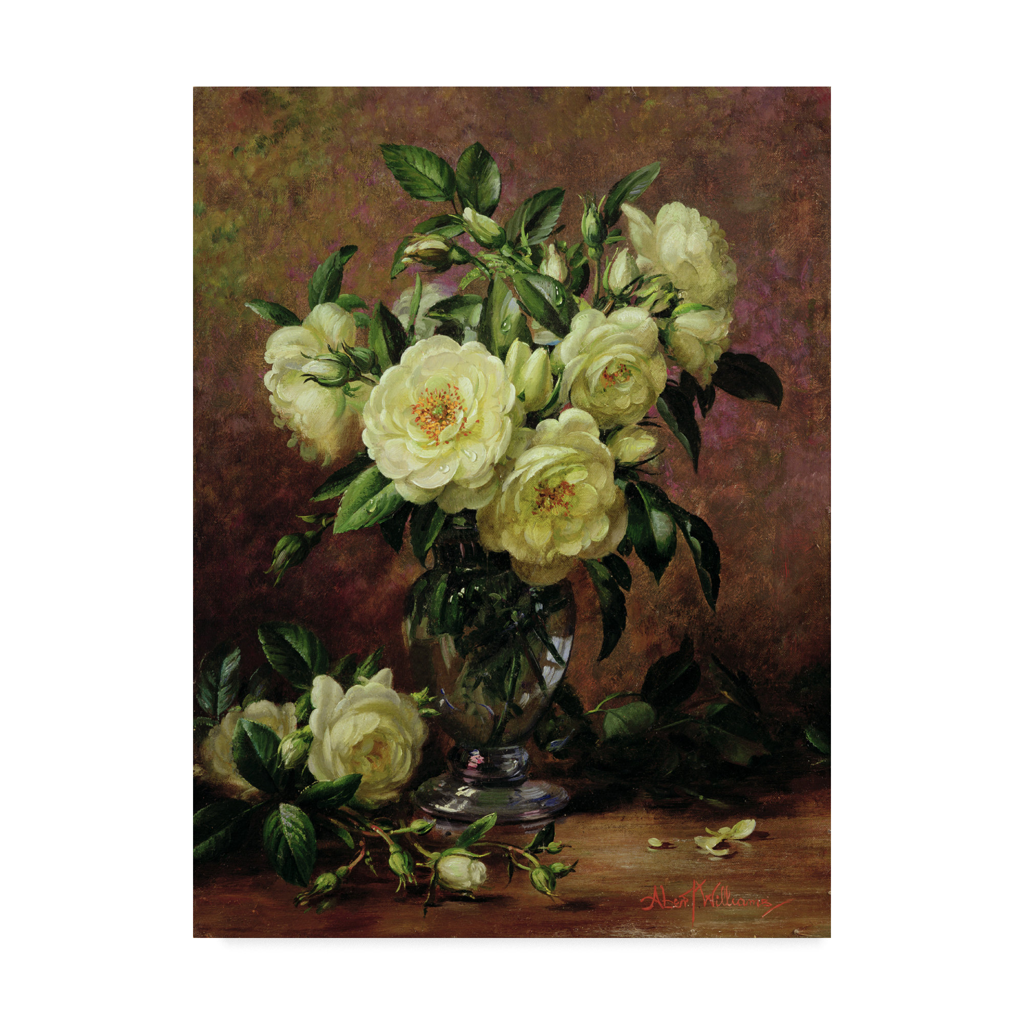 Trademark Art White Roses A Gift From The Heart Oil Painting Print On Wrapped Canvas Wayfair
