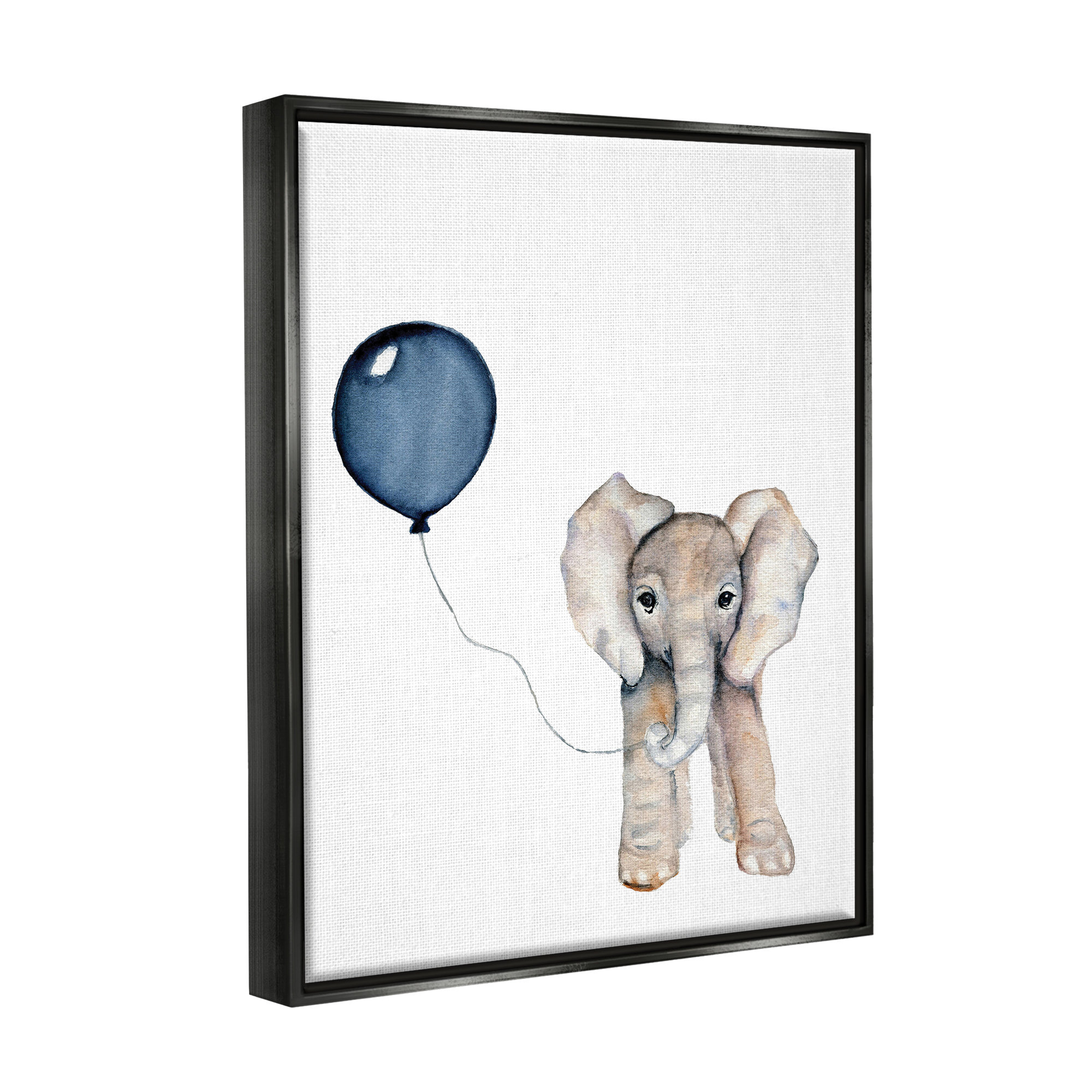 Trinx Baby Elephant With Blue Balloon by Susan Knovich - Floater Frame ...