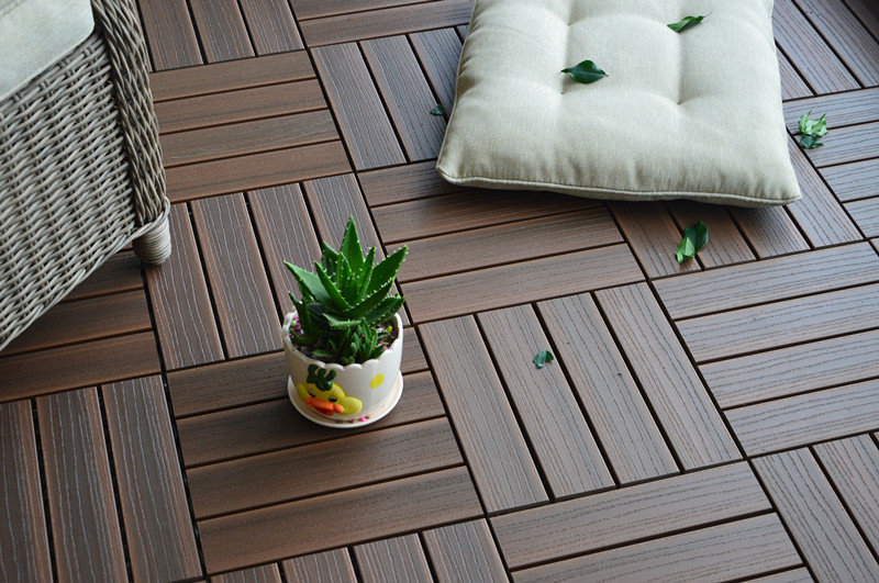 Vifah Composite Walnut 12" x 12" Interlocking Deck Tiles ...