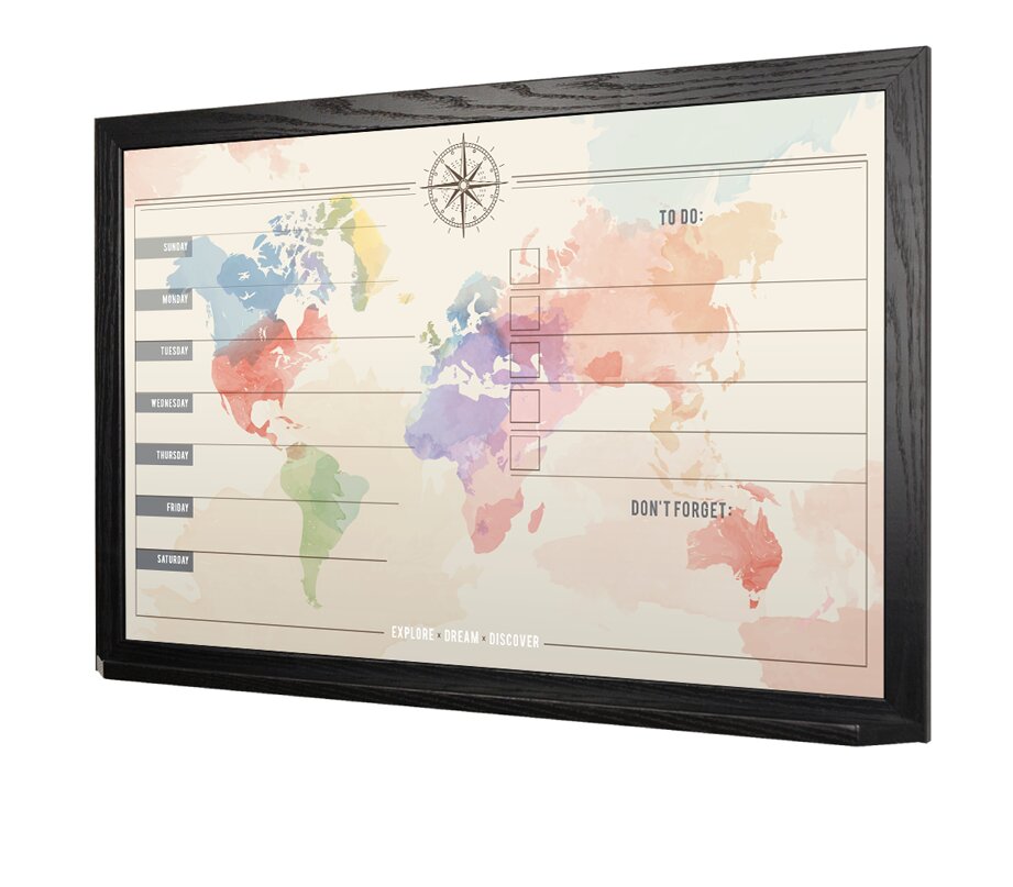 New York Blackboard World Map Magnetic Wall Mounted Whiteboard Wayfair