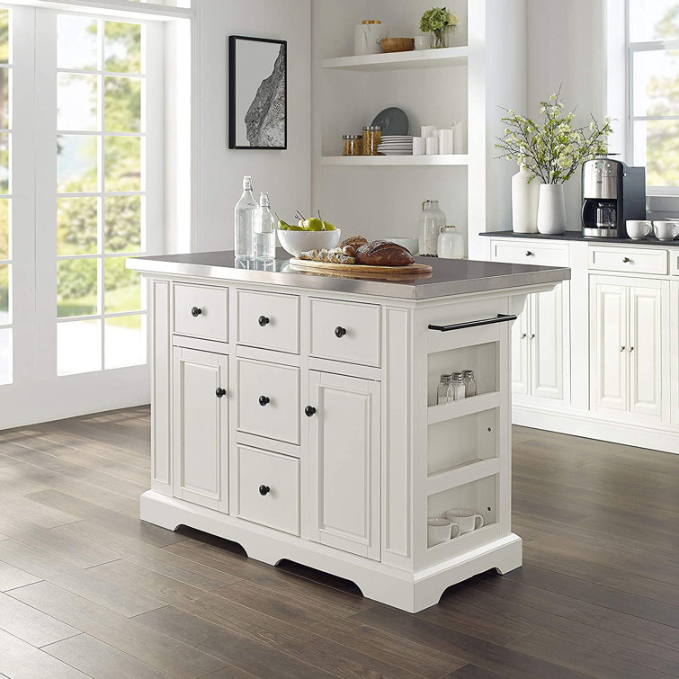 Red Barrel Studio Anai Kitchen Island With Stainless Steel Top Wayfair