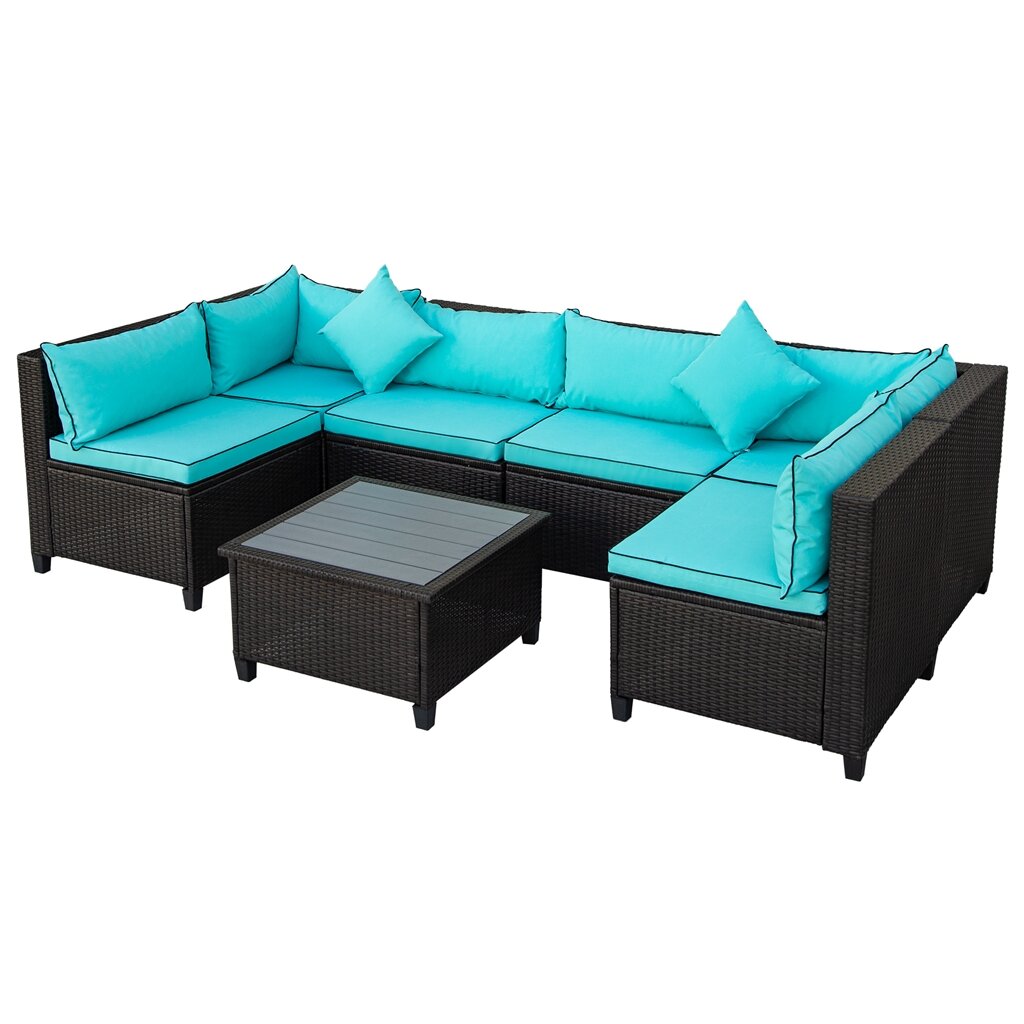 Longshore Tides U Style Quality Rattan Wicker Patio Set U Shape Sectional Outdoor Furniture Set With Cushions And Accent Pillows Wayfair Ca