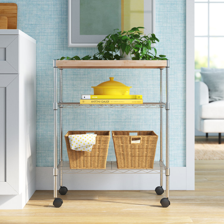 Wayfair Basics Adjustable Kitchen Cart Manufactured Wood Top Reviews Wayfair