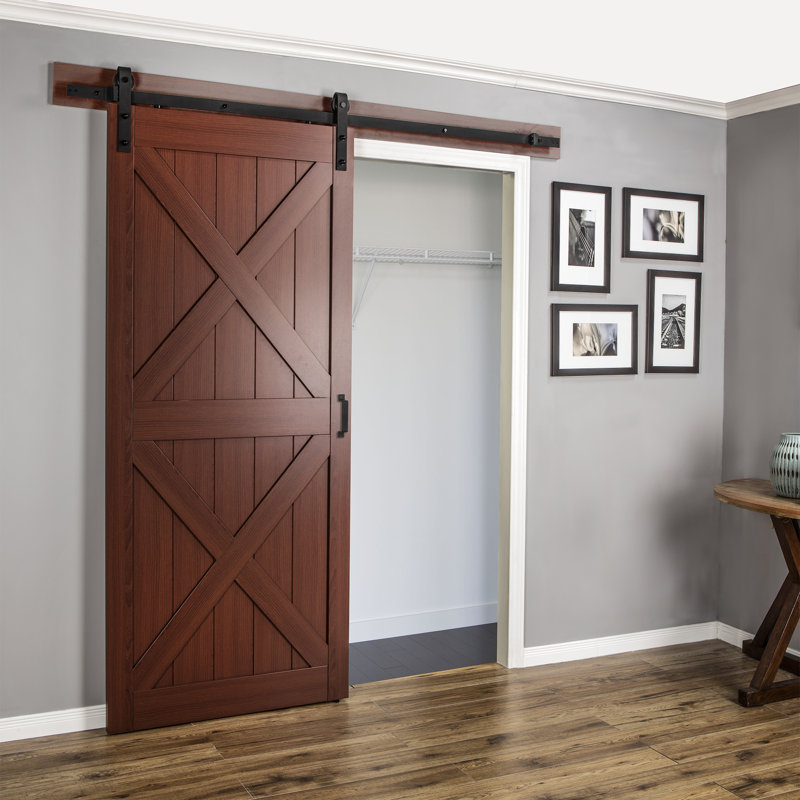 Renin Paneled Manufactured Wood Finish Continental Barn Door With Installation Hardware Kit Reviews Wayfair