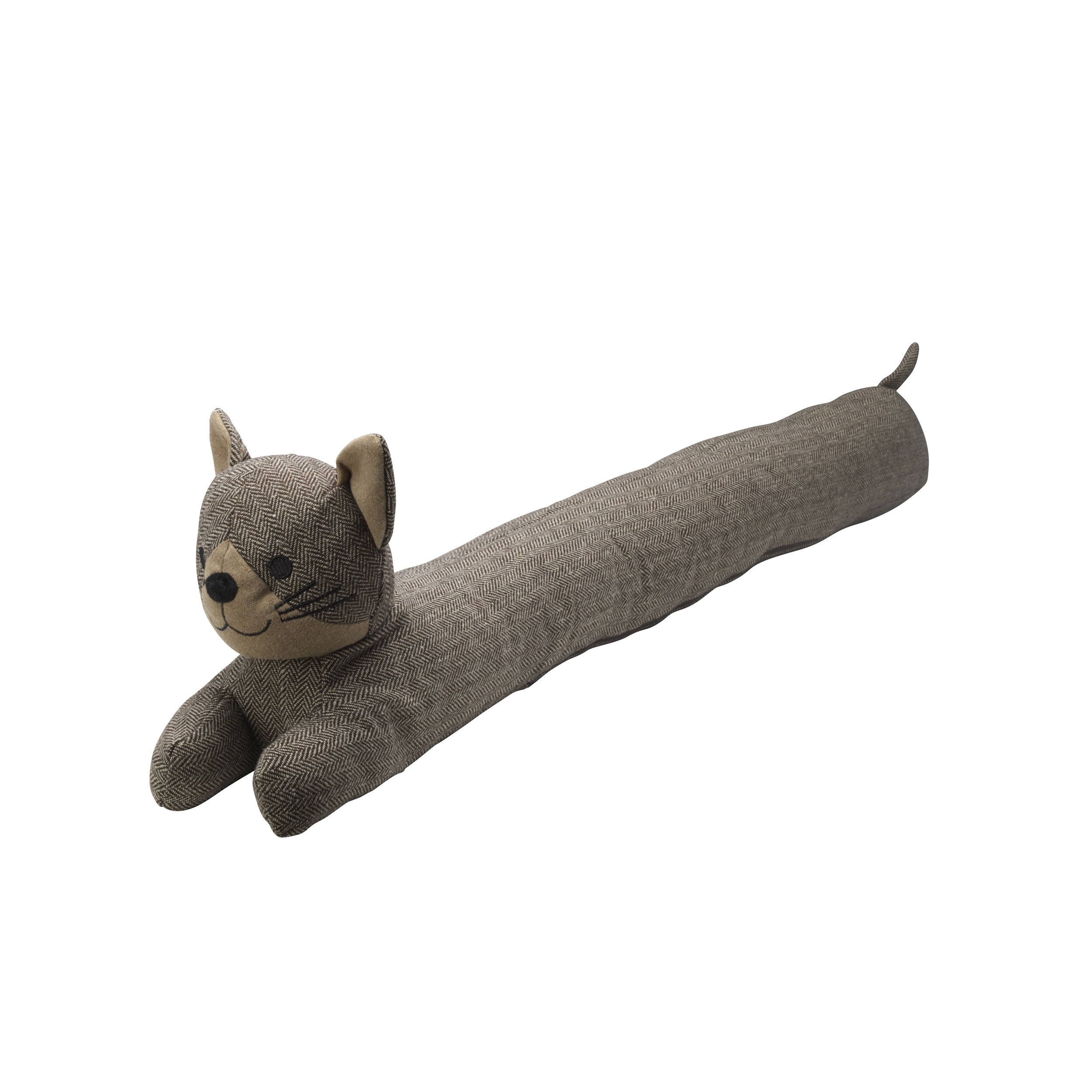 Elements Cute Draft Stopper Brown Tweed Cat Weighted Fabric Animal