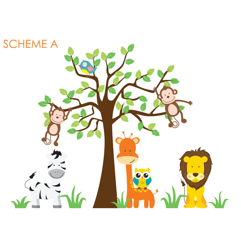 safari tree wall decal