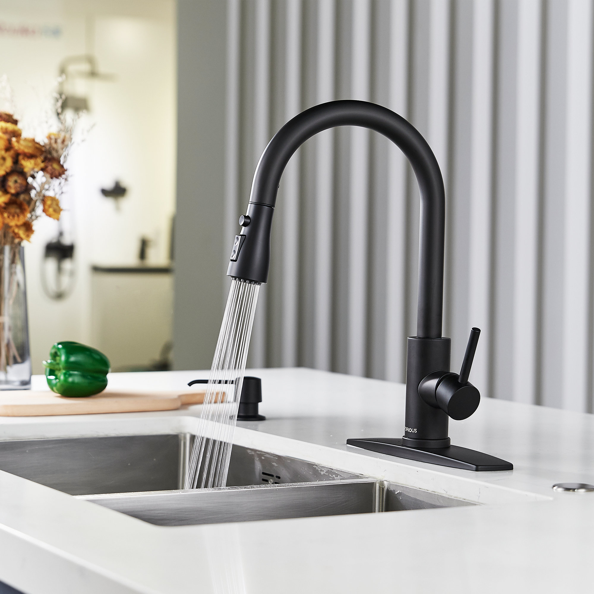 Forious Pull Down Single Handle Kitchen Faucet With Accessories & Reviews |  Wayfair