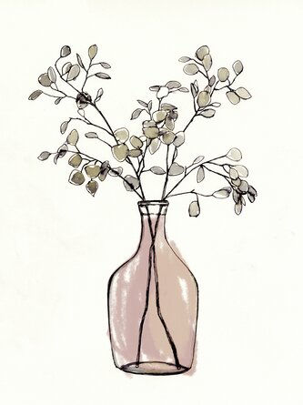 Watercolor+Plants+In+A+Vase+-+Wrapped+Ca