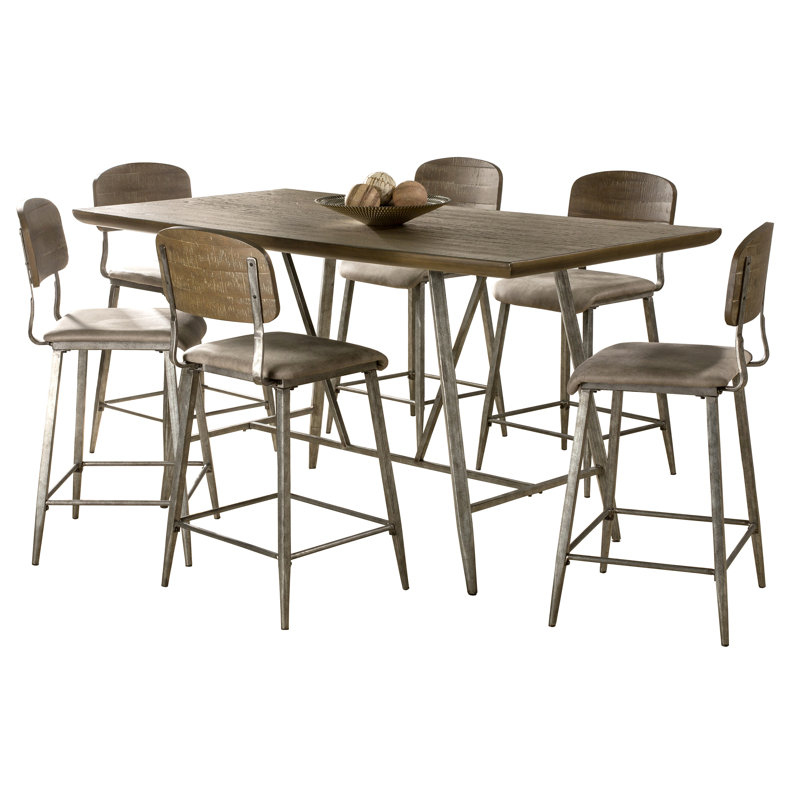 17 Stories Georgia 7 Piece Counter Height Dining Set Reviews Wayfair