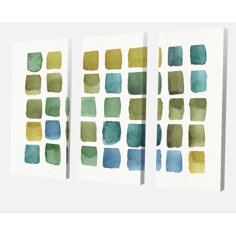 East Urban Home Geometric Maze Of Blue And Green Painting Multi