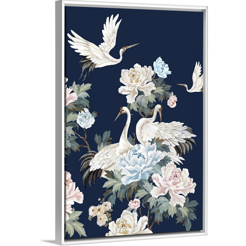 Pearly White Cranes II by Eva Watts - Painting Print