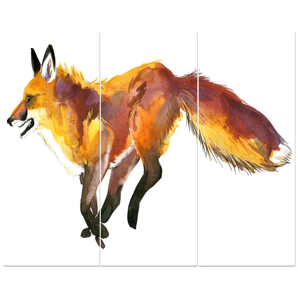 East Urban Home Cute Fox Watercolor Illustration Oil Painting Print Multi Piece Image On Wrapped Canvas Wayfair