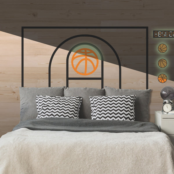 Room Mates BASKETBALL COURT XL GIANT PEEL STICK WALL DECALS WITH GLOW