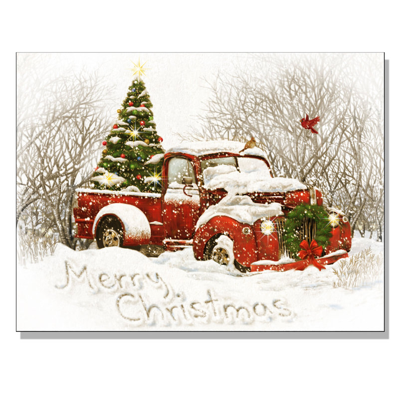 The Holiday Aisle Vintage Christmas Tree Truck Framed Print On Canvas Reviews Wayfair