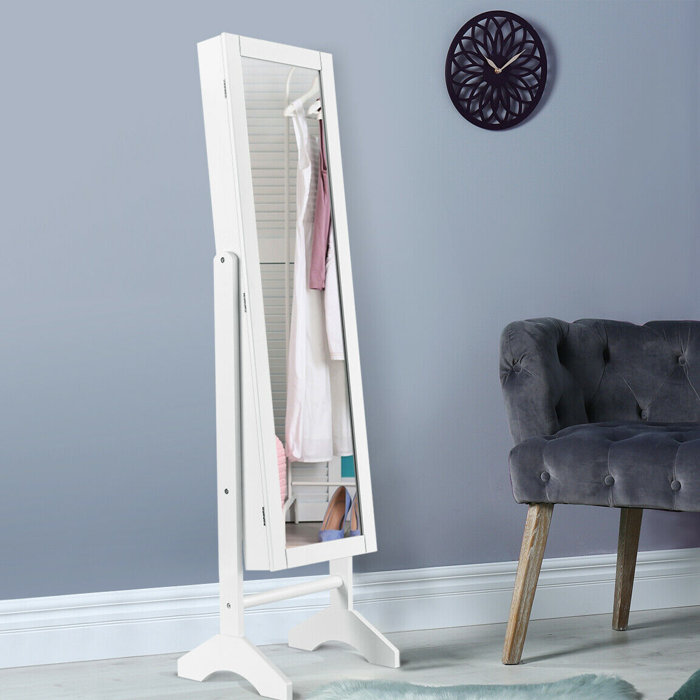 Winston Porter Led Light Mirrored Jewellery Cabinet Armoire