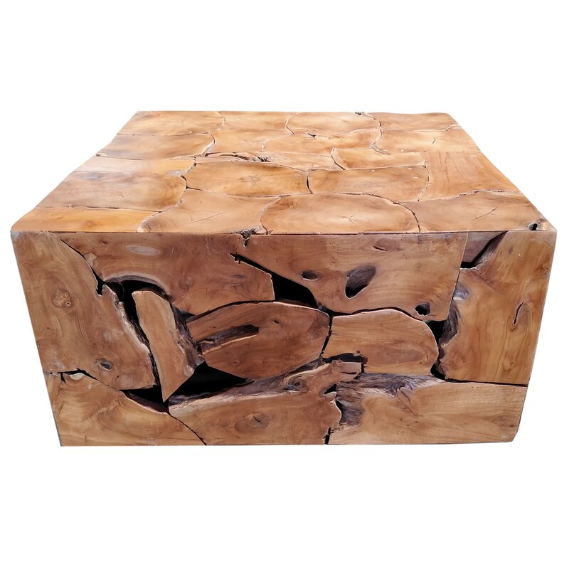 Millwood Pines Artlone Solid Wood Block Coffee Table | Wayfair