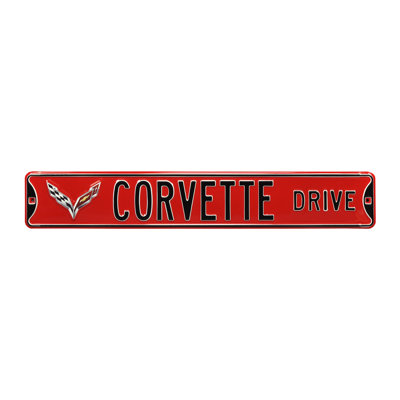 Car Brand Wall D&Atilde;cor AuthenticStreetSigns Car Brand Corvette  Drive C7 Red