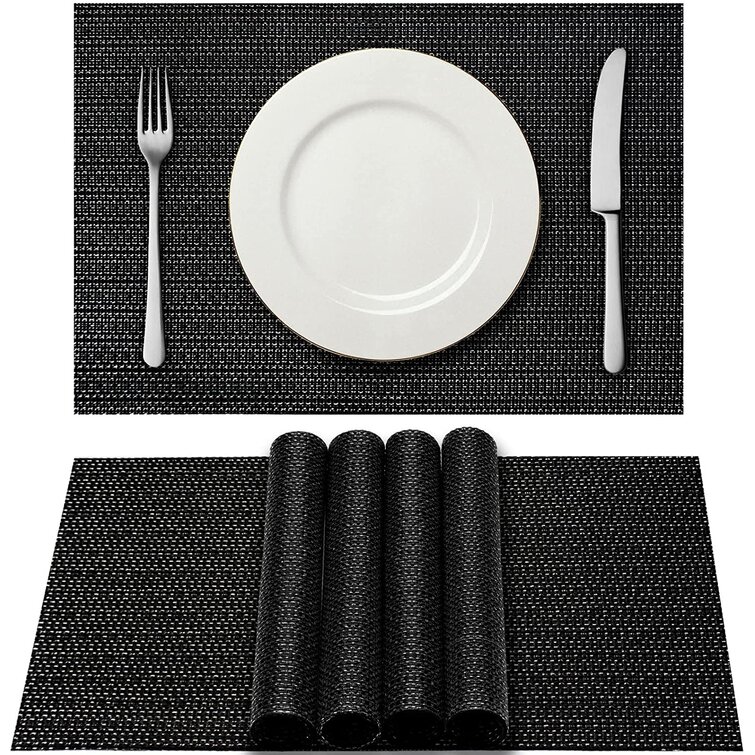 Placemats Heat-resistant Table Mats Woven PVC Washable 17.7" x11.8" Set of 4