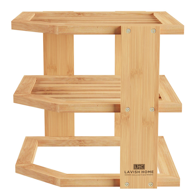 Lavish Home 3 Tier Bamboo Corner Shelving Rack Reviews Wayfair
