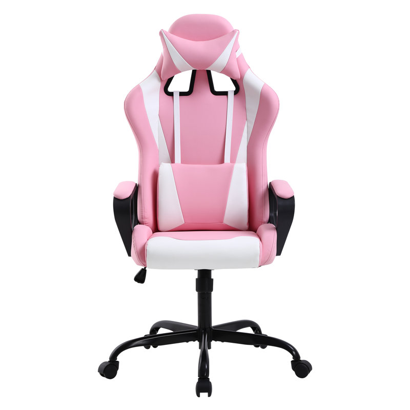 white and pink desk chair