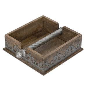 Wood and Metal Inlay Napkin Holder