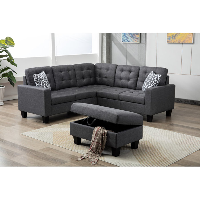 Butcher Symmetrical Sectional Sofa With Ottoman