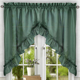 Orange Valances Kitchen Curtains You Ll Love Wayfair Ellis 60 Ruffled Swag Curtain Valance